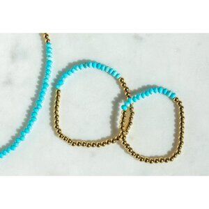 Turquoise Matching Bracelet for Mom and Daughter Bracelet Waterproof Gold Beaded